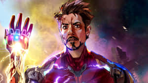 Tony Stark Infinity Gauntlet Illustration Wallpaper