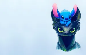 Toothless And Stitch Drawing Baby Wallpaper