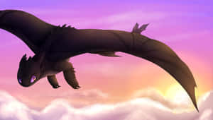 Toothless Dragon Flyingat Dusk Wallpaper