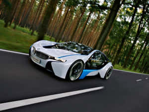 Top 10 Car Bmw I8 On Tree Road Wallpaper