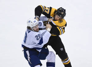 Torey Krug And Blake Coleman Fight 2020 Nhl Wallpaper