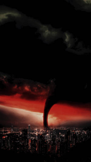 Tornado In City Oled Iphone Wallpaper