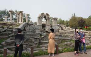 Tourists At Summer Palace Wallpaper