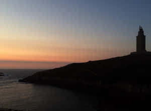 Tower Of Hercules Silhouette In The Afternoon Wallpaper