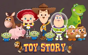 Toy Story Chibi Characters Fan Art Wallpaper