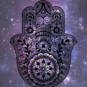Traditional Hamsa Hand Symbol On Colorful Mosaic Background Wallpaper