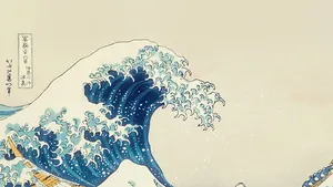Traditional Japanese Wave Aesthetic Art Desktop Wallpaper