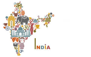 Traditional Symbols India Map Wallpaper