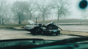 Tragic Car Accident Scene Wallpaper