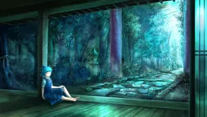 Tranquil Anime Forest Retreat Wallpaper