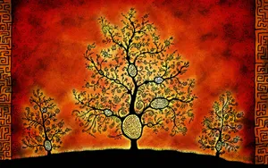 Tree Of Life With Orange Background Wallpaper