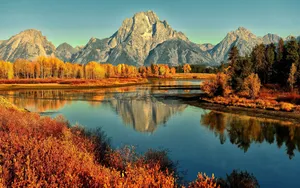 Trees And Mountains On Fall Wallpaper