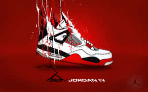 Trendy Red Jordan Shoes Showcased Against A High-definition Background. Wallpaper