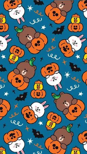 Trick Or Treat With Line Friends Wallpaper