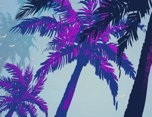 Tropical Palm Tree Nature Art Wallpaper