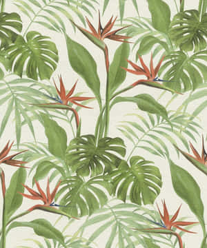 Tropical Plants Minimalist Pattern Background Wallpaper