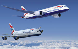 Two Airplanes From British Airways Above Each Other Wallpaper