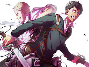 Two Anime Characters With Swords In Their Hands Wallpaper