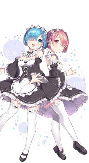 Two Anime Girls In Maid Costumes Wallpaper