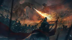 Two Armies Clash On A Battlefield In An Incredible And Epic Battle Wallpaper