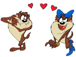 Two Cartoon Characters With Hearts On Their Faces Wallpaper