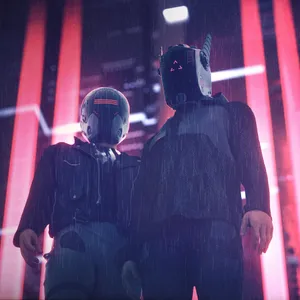 Two Futuristic Cyberpunks From A Digitally Enhanced Future Wallpaper