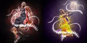 Two Icons Of Basketball – Michael Jordan And Kobe Bryant. Wallpaper