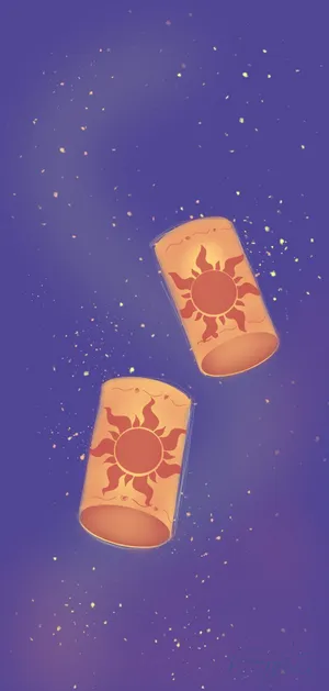 Two Lanterns Flying In The Sky Wallpaper
