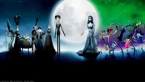 Two Lovebirds Of Halloween — Jack Skellington And Emily From The Nightmare Before Christmas And Corpse Bride Wallpaper