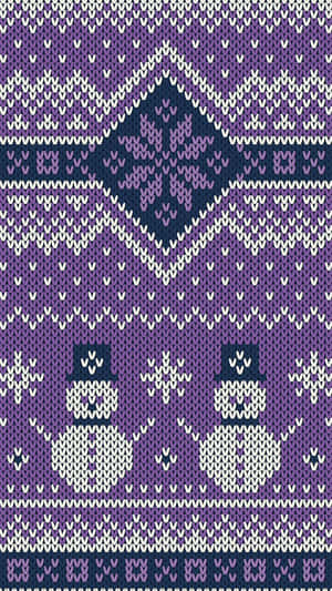 Two Snowmen Purple Knitted Sweater Wallpaper