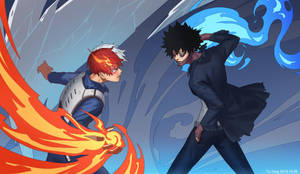 Two Users Of The Charismatic Quirk Mysteriousness - Shoto And Dabi Wallpaper