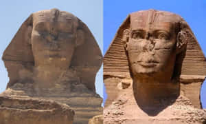 Two Versions Of The Great Sphinx Of Giza Egypt Wallpaper