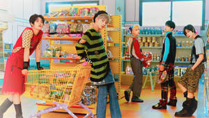 Txt In Colorful Grocery Store Wallpaper