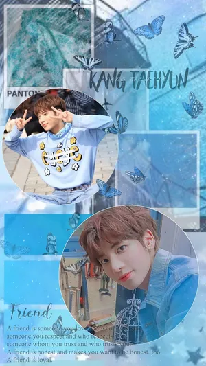 Txt Kang Taehyun Blue Aesthetic Collage Wallpaper