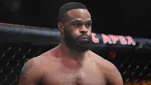 Tyron Woodley Dominating In The Ufc Octagon Wallpaper