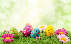 Ultra Hd Easter Eggs On Grass Laptop Wallpaper