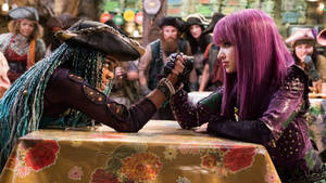 Uma And Mal Arm Wrestle Descendants 2 Wallpaper