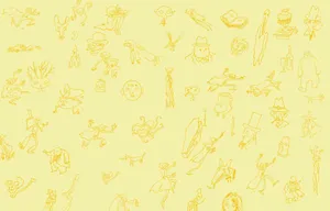 Unique Line Art Graphics Cute Yellow Wallpaper