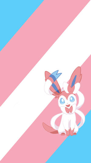 Unleash The Fantasy Of Striped Blue And Pink Sylveon! Wallpaper