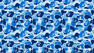 Up To Date With Bape's Classic Blue Camo Design Wallpaper