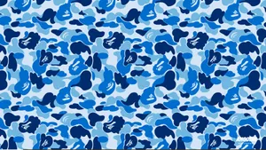 Up To Date With Bape's Classic Blue Camo Design Wallpaper