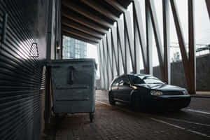 Urban Black Car Underpass Wallpaper