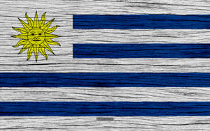 Uruguay Flag With Wooden Texture Wallpaper