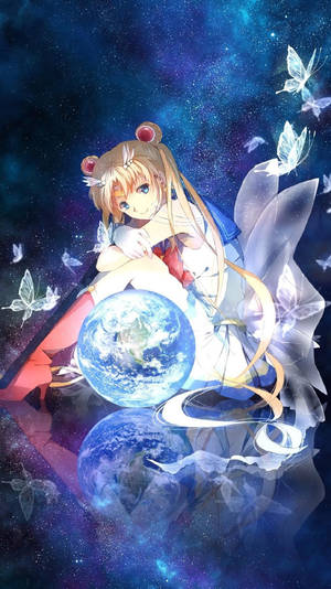 Usagi By The Earth Sailor Moon Iphone Wallpaper
