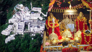 Vaishno Devi Shrine Filled With Offerings For Durga Wallpaper