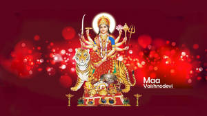 Vaishno Devi With Ornaments And Weapons Wallpaper