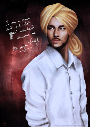 Valiant Vision Of Freedom - A Captivating Portrait Of Shaheed Bhagat Singh Wallpaper