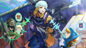 Valkyrie Apex Legends With Mini Octane And Wattson Wallpaper