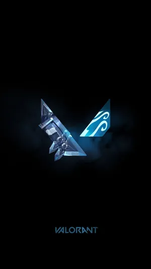 Valorant Iconic Blue Logo On Phone Wallpaper