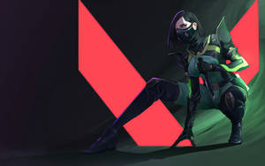 Valorant Logo Viper Crouching Wallpaper